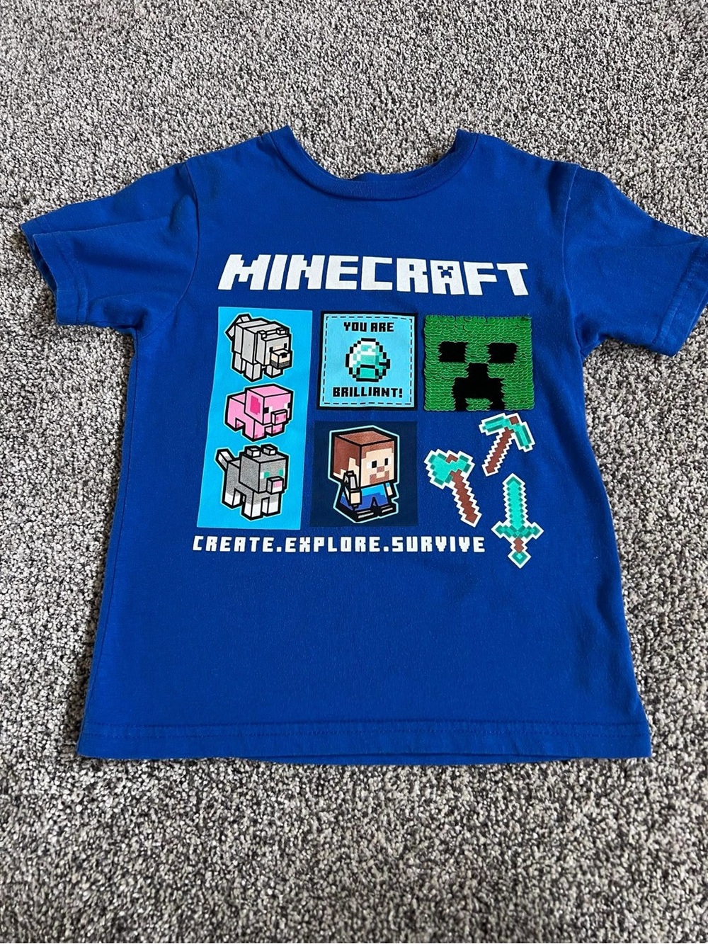 Boys' Minecraft Blue Graphic Tee